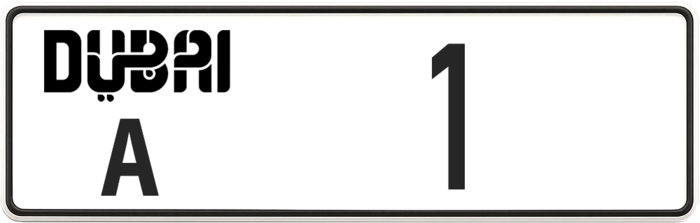 Dubai number plate example with a low digit (1)